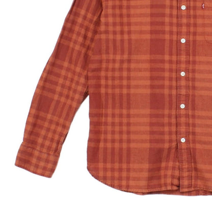 Mens Plaid Shirt Slim Fit Cotton Linen