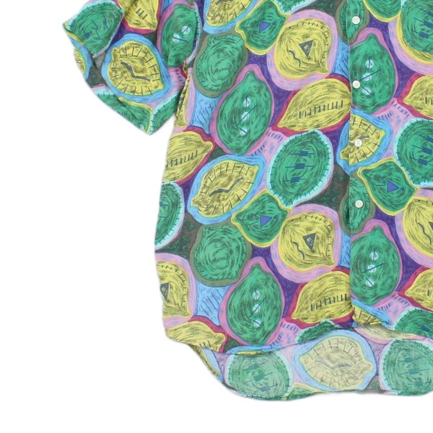 Mens Vintage Viscose Shirt Short Sleeve Patterned