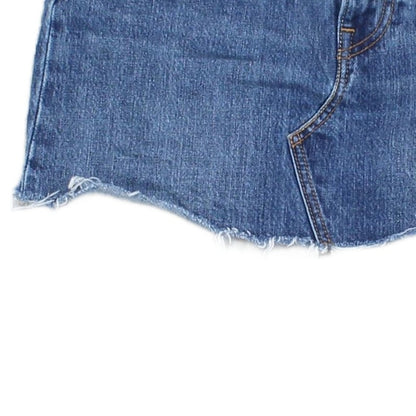 Womens Denim Skirt Frayed Hem Classic