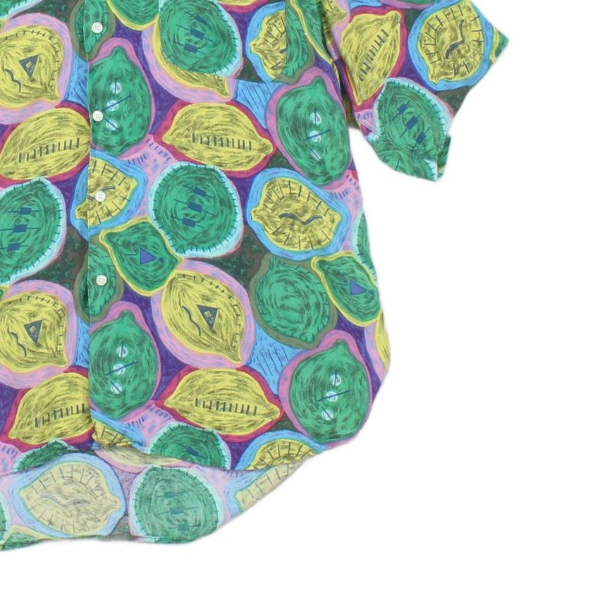 Mens Vintage Viscose Shirt Short Sleeve Patterned