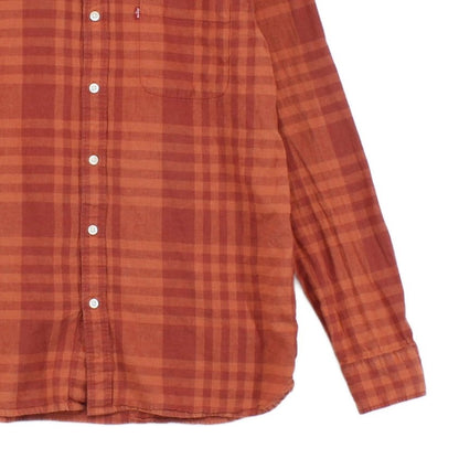 Mens Plaid Shirt Slim Fit Cotton Linen