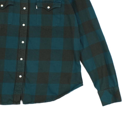 Womens Plaid Shirt Tailored Fit Snap Long Sleeve