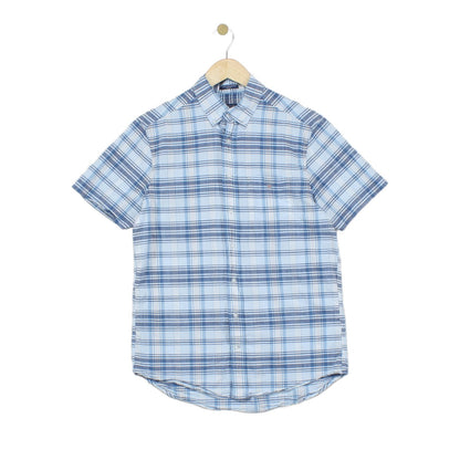 Mens Plaid Shirt Short Sleeve Summer Indian Madras
