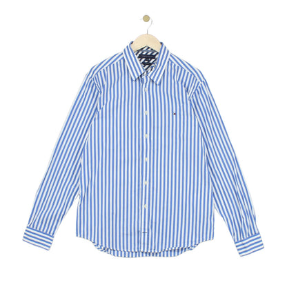 Mens Striped Shirt Slim Fit Long Sleeve Collared