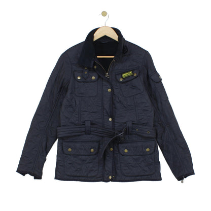 Womens Quilted Jacket Belted Full Zip