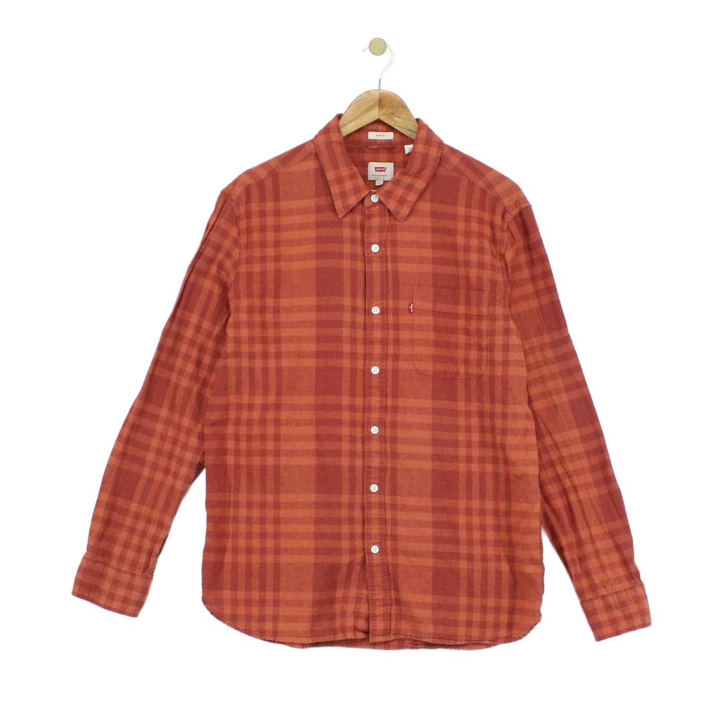 Mens Plaid Shirt Slim Fit Cotton Linen