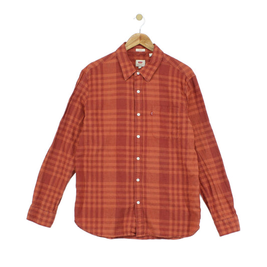 Mens Plaid Shirt Slim Fit Cotton Linen