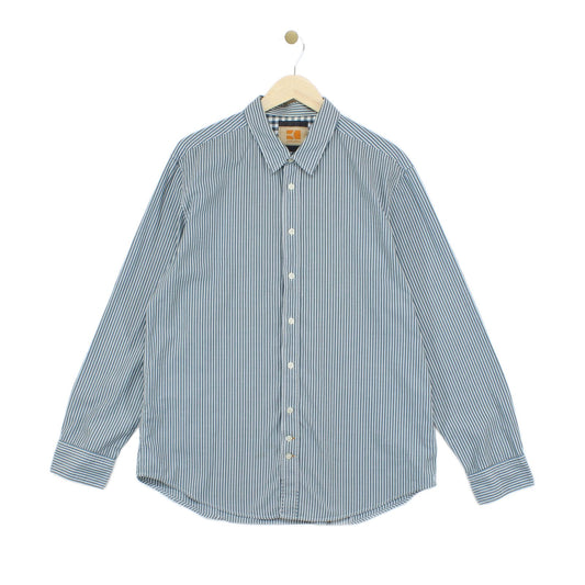 Mens Striped Shirt Long Sleeve Button Up