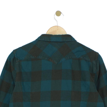 Womens Plaid Shirt Tailored Fit Snap Long Sleeve