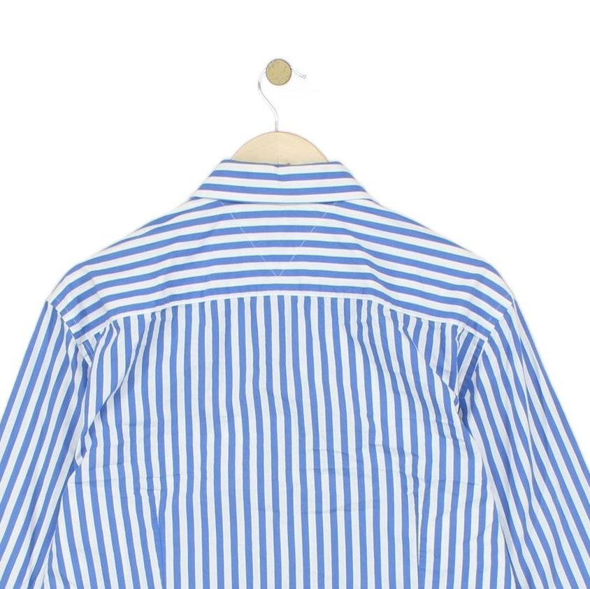 Mens Striped Shirt Slim Fit Long Sleeve Collared