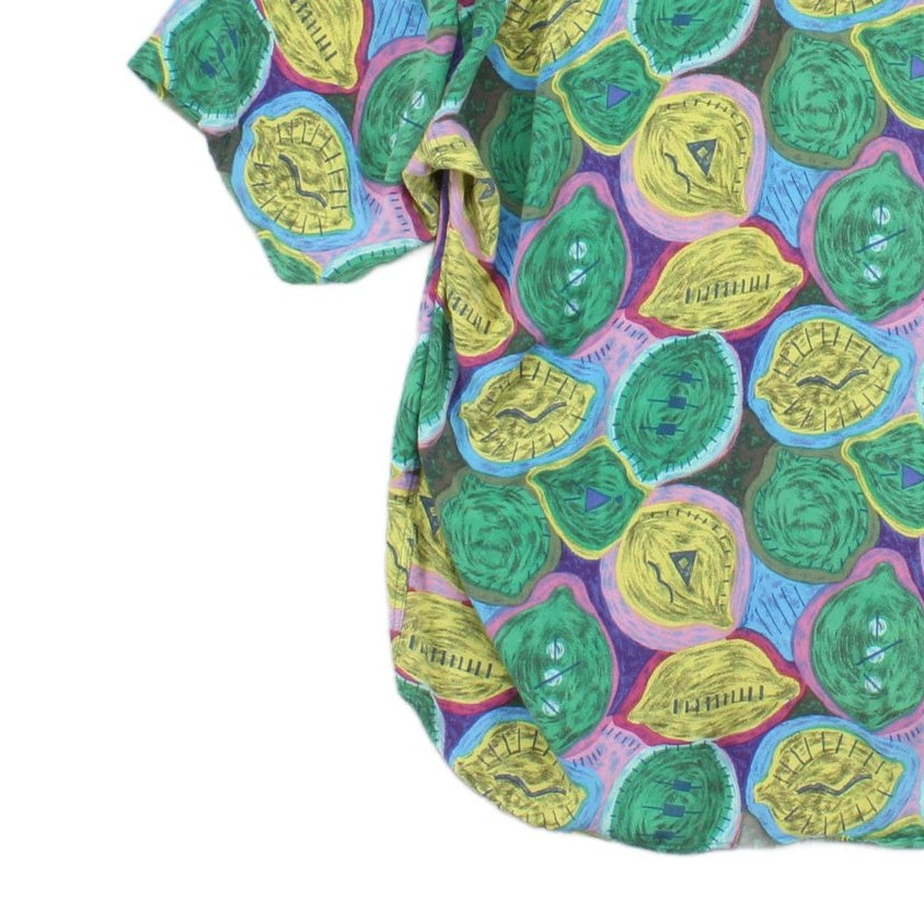 Mens Vintage Viscose Shirt Short Sleeve Patterned