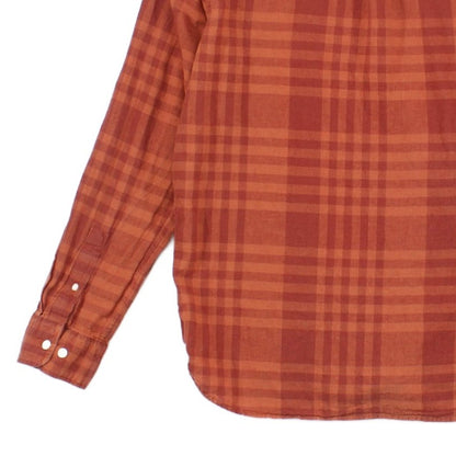 Mens Plaid Shirt Slim Fit Cotton Linen
