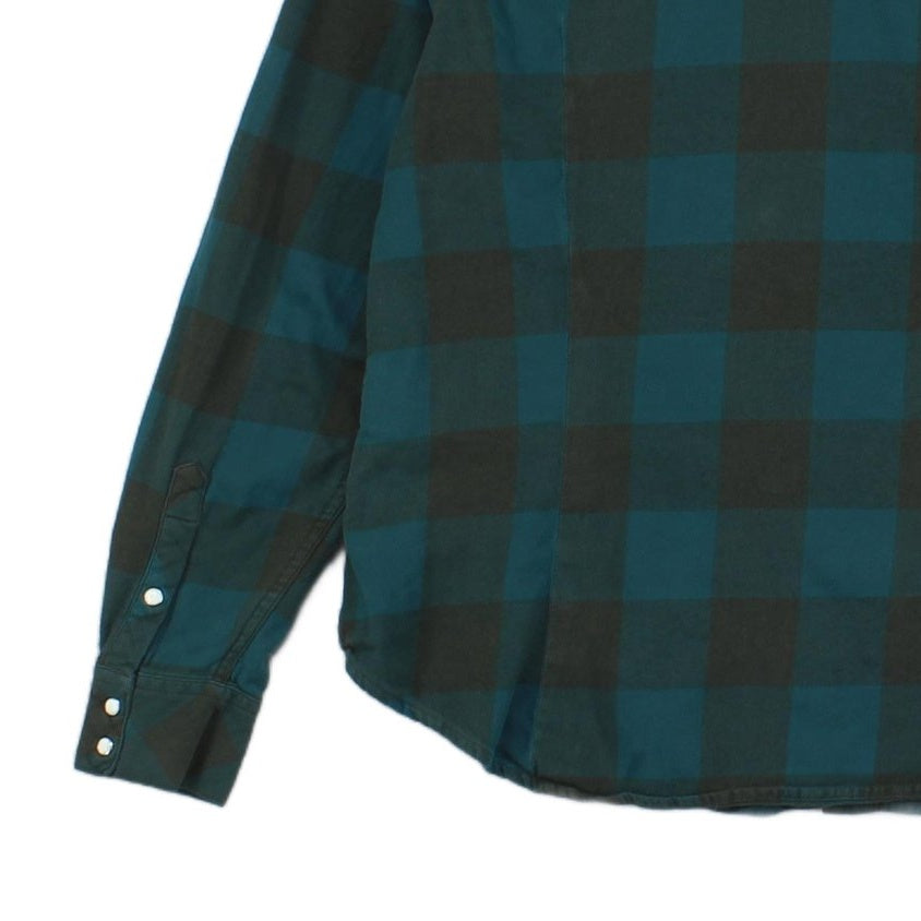 Womens Plaid Shirt Tailored Fit Snap Long Sleeve