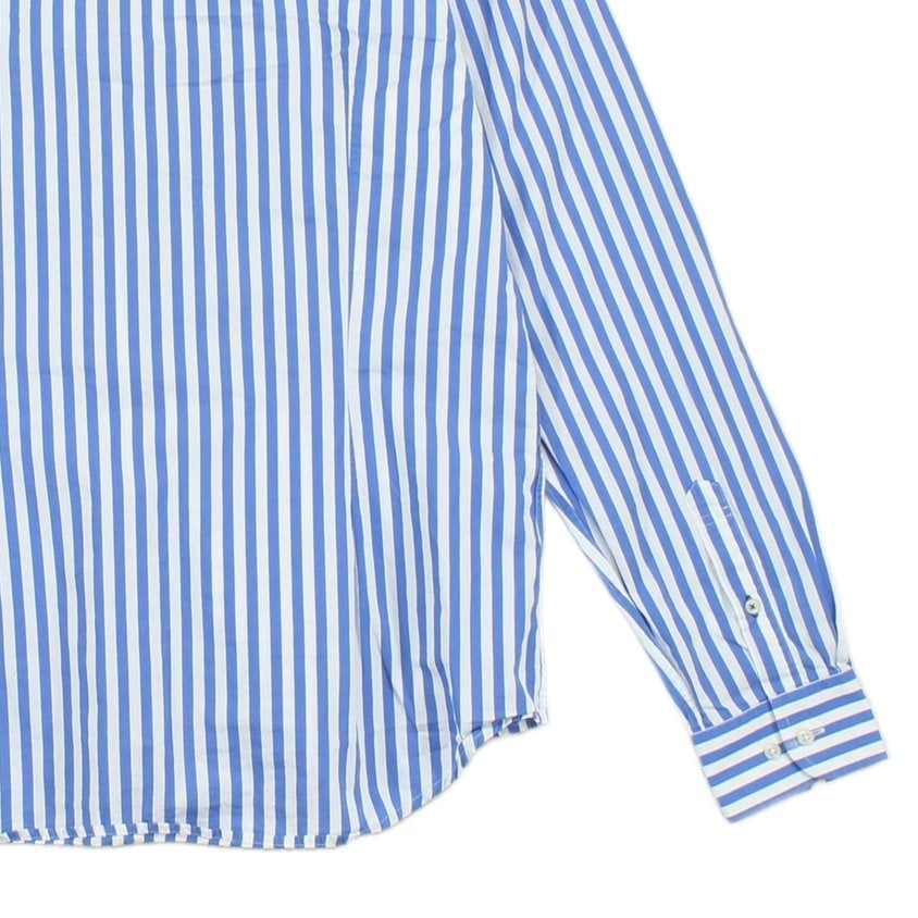 Mens Striped Shirt Slim Fit Long Sleeve Collared