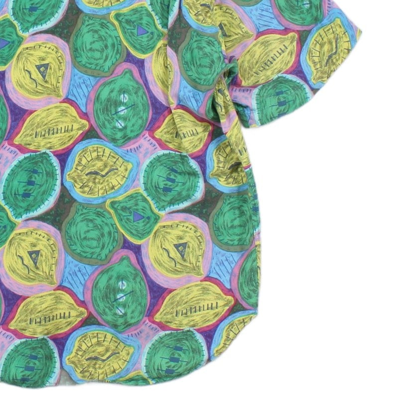 Mens Vintage Viscose Shirt Short Sleeve Patterned