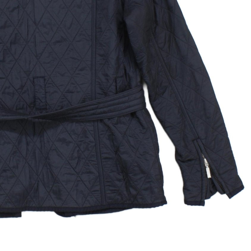 Womens Quilted Jacket Belted Full Zip