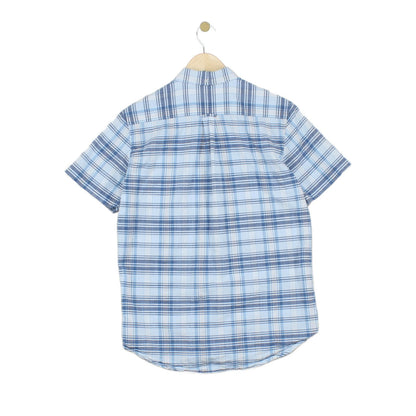 Mens Plaid Shirt Short Sleeve Summer Indian Madras