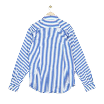 Mens Striped Shirt Slim Fit Long Sleeve Collared