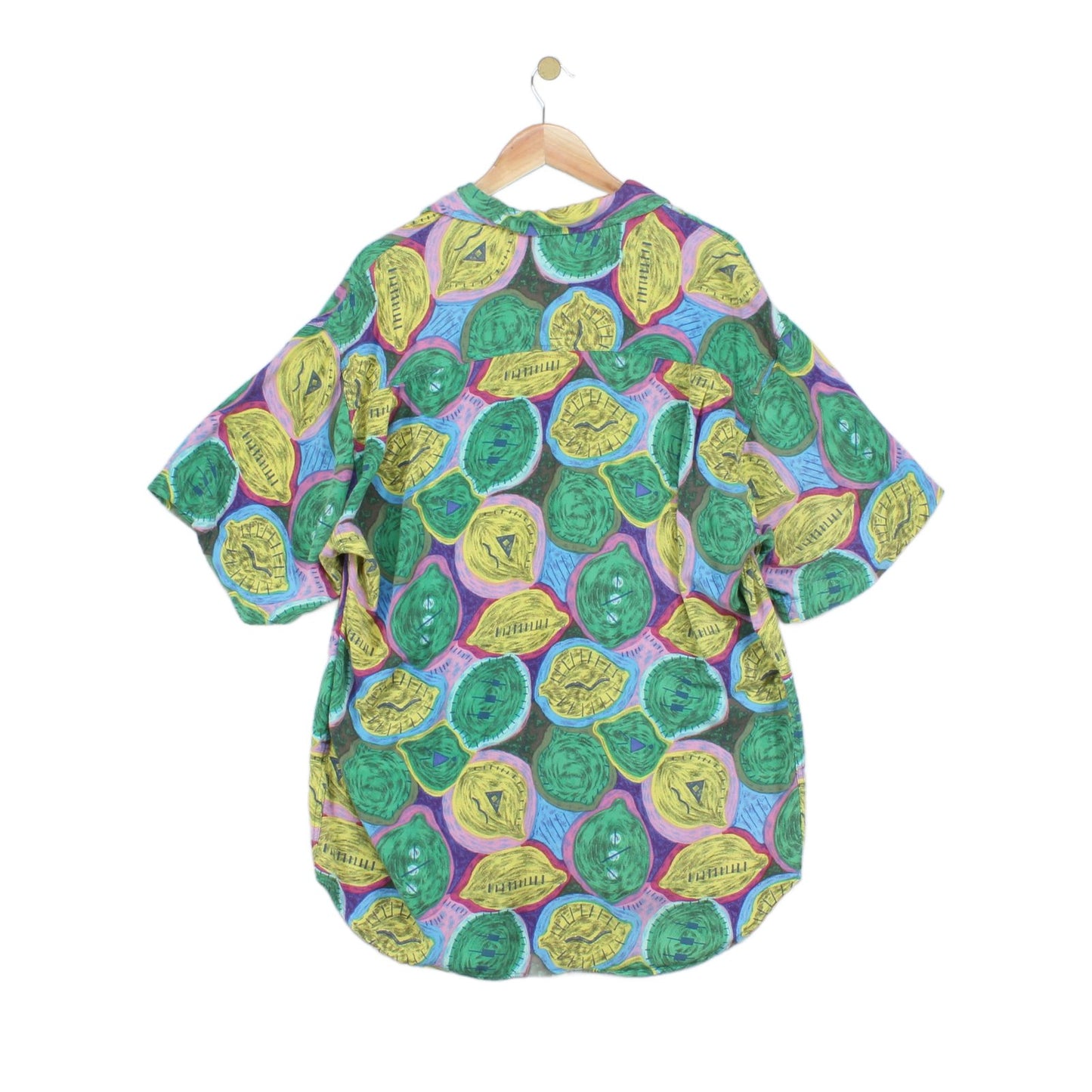 Mens Vintage Viscose Shirt Short Sleeve Patterned