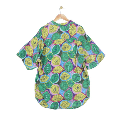 Mens Vintage Viscose Shirt Short Sleeve Patterned