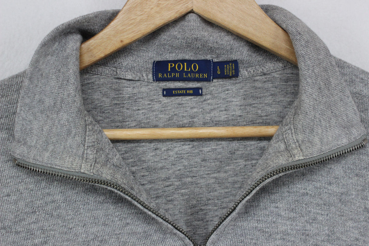 Mens 1/4 Zip Jumper Estate Rib Long Sleeve Cotton