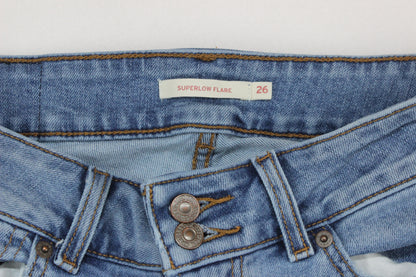 Womens Superlow Flare Jeans Denim Zip Fly