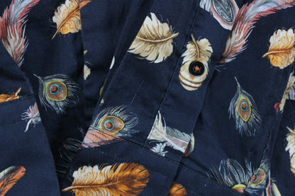 Mens Feather Shirt Long Sleeve Patterned