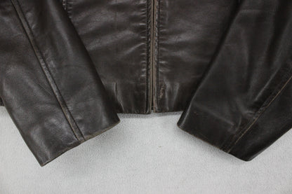 Womens Leather Jacket  Full Zip Biker Classic