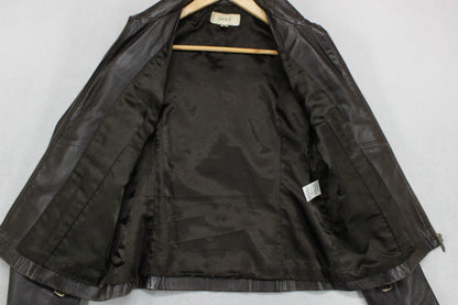 Womens Leather Jacket  Full Zip Biker Classic