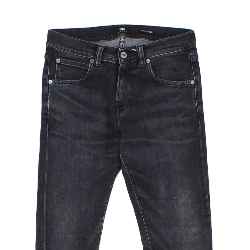 Mens Cuffed Jeans Stretch Slim Tapered