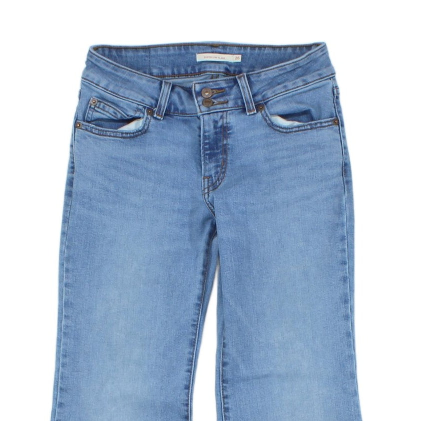 Womens Superlow Flare Jeans Denim Zip Fly