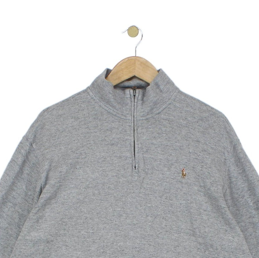 Mens 1/4 Zip Jumper Estate Rib Long Sleeve Cotton