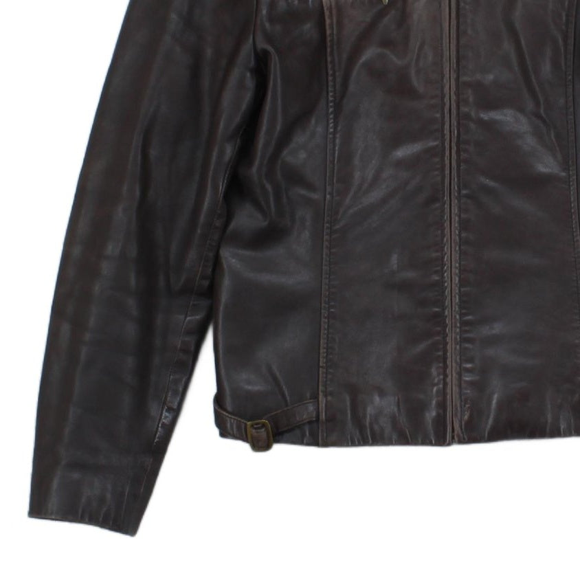 Womens Leather Jacket  Full Zip Biker Classic