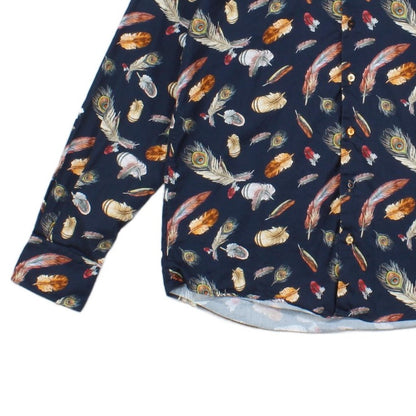 Mens Feather Shirt Long Sleeve Patterned