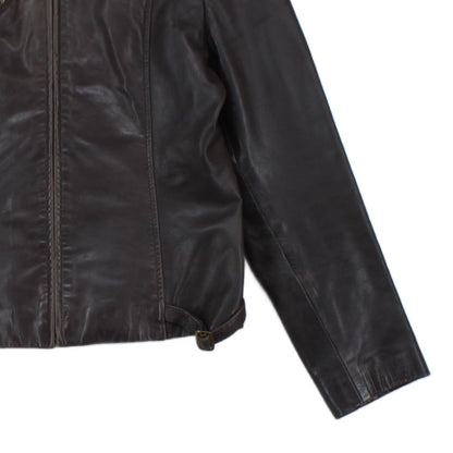 Womens Leather Jacket  Full Zip Biker Classic