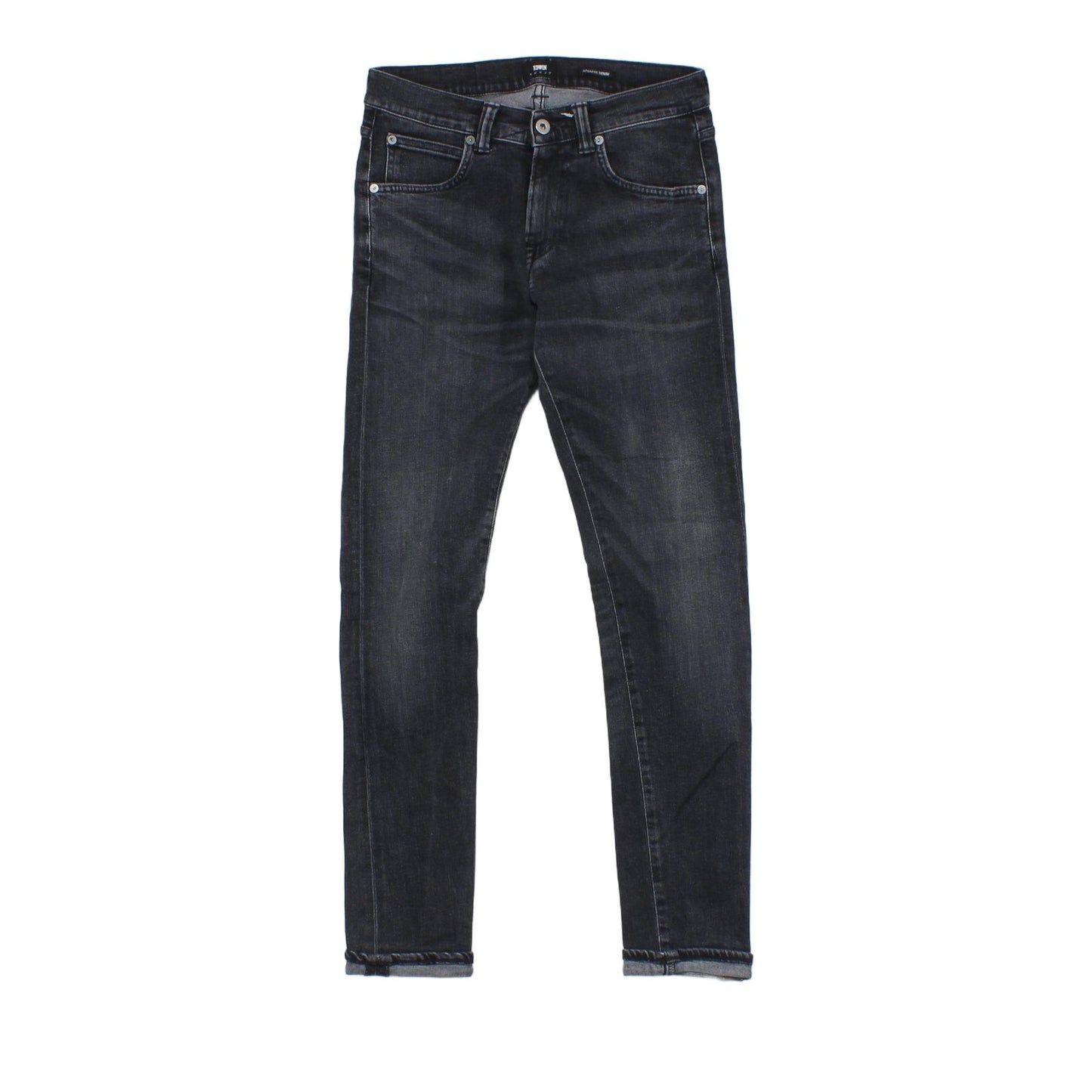 Mens Cuffed Jeans Stretch Slim Tapered