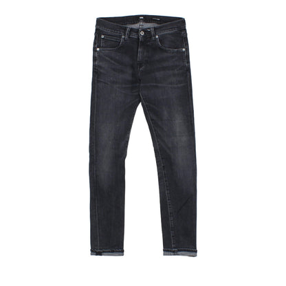 Mens Cuffed Jeans Stretch Slim Tapered