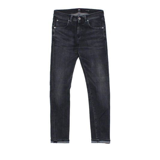 Mens Cuffed Jeans Stretch Slim Tapered