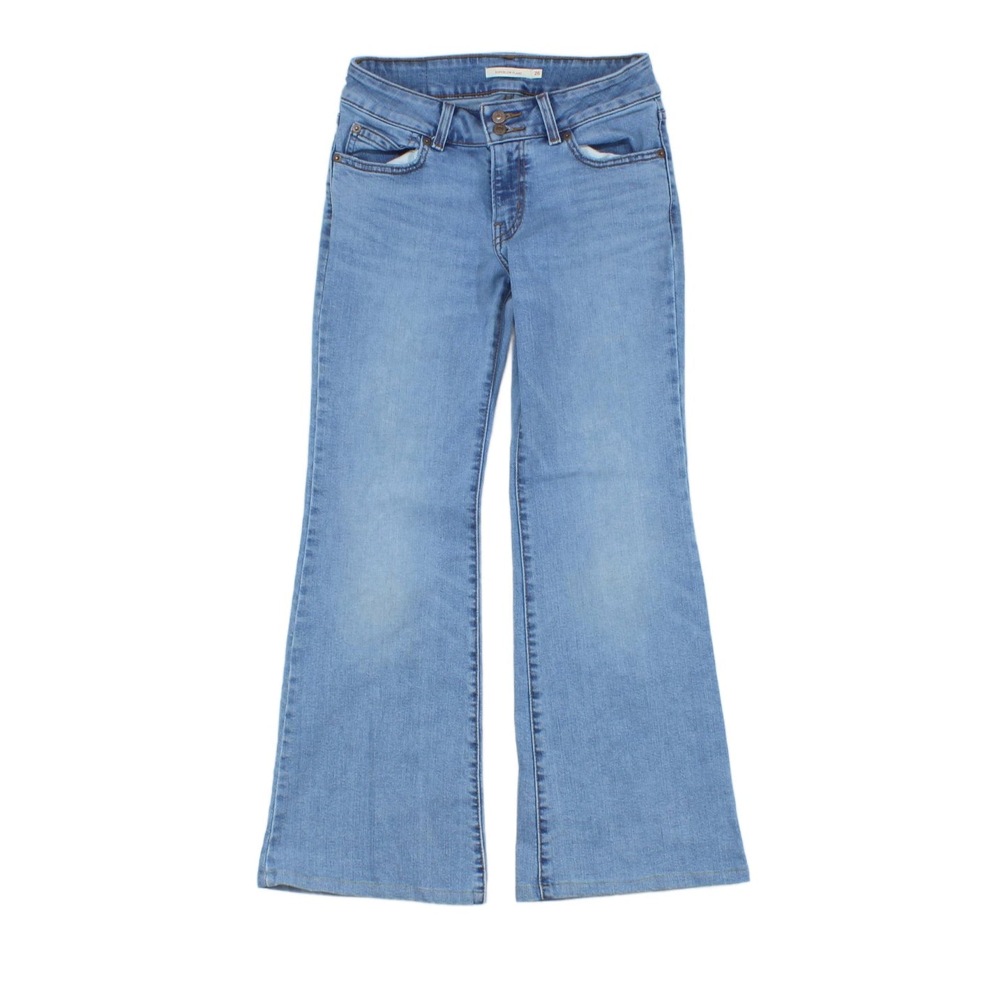 Womens Superlow Flare Jeans Denim Zip Fly