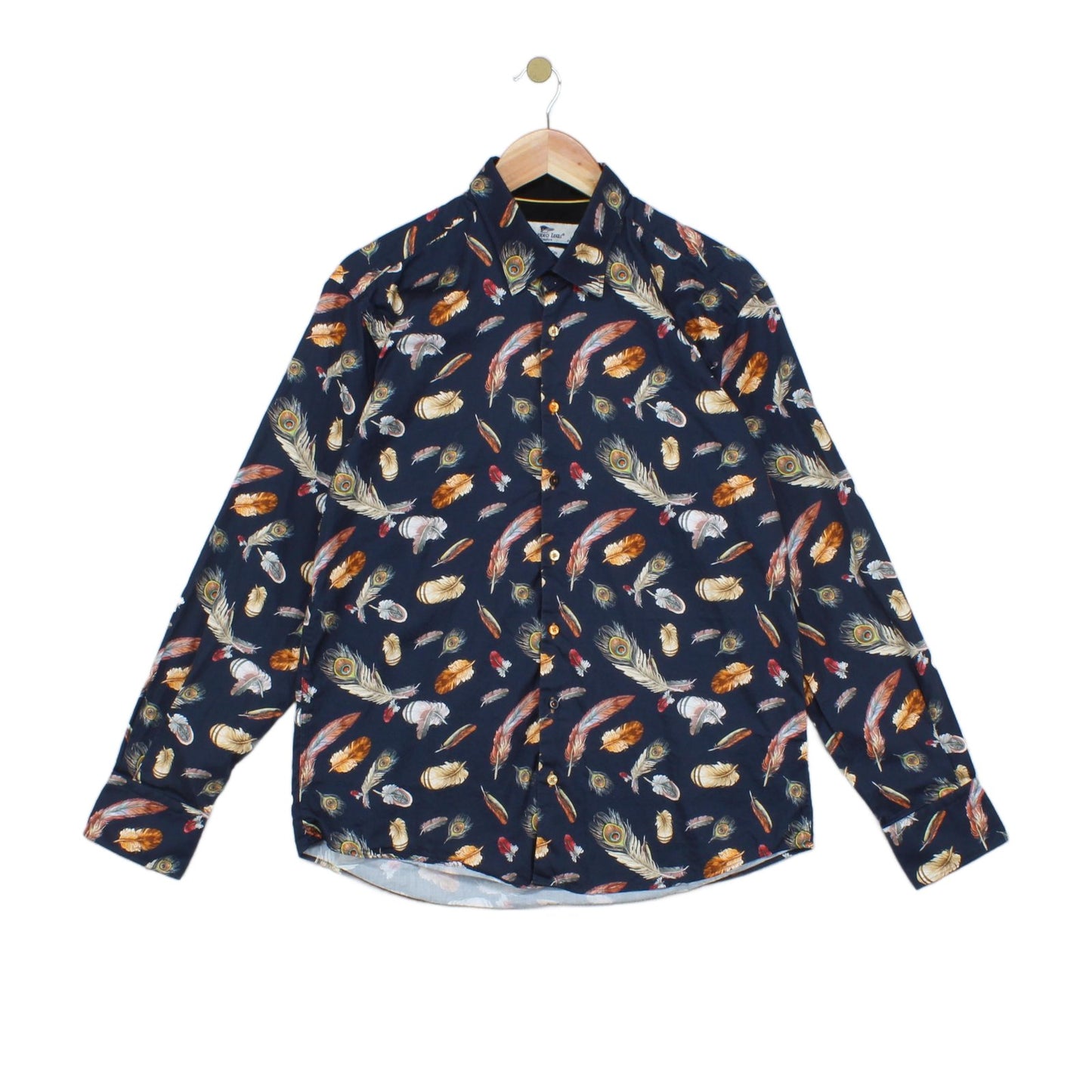 Mens Feather Shirt Long Sleeve Patterned