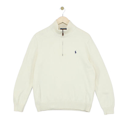 Mens 1/4 Zip Jumper Knit Pullover Cotton