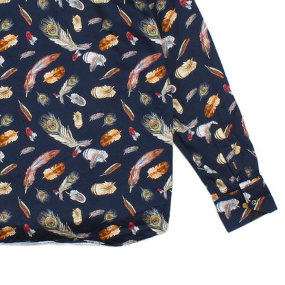 Mens Feather Shirt Long Sleeve Patterned