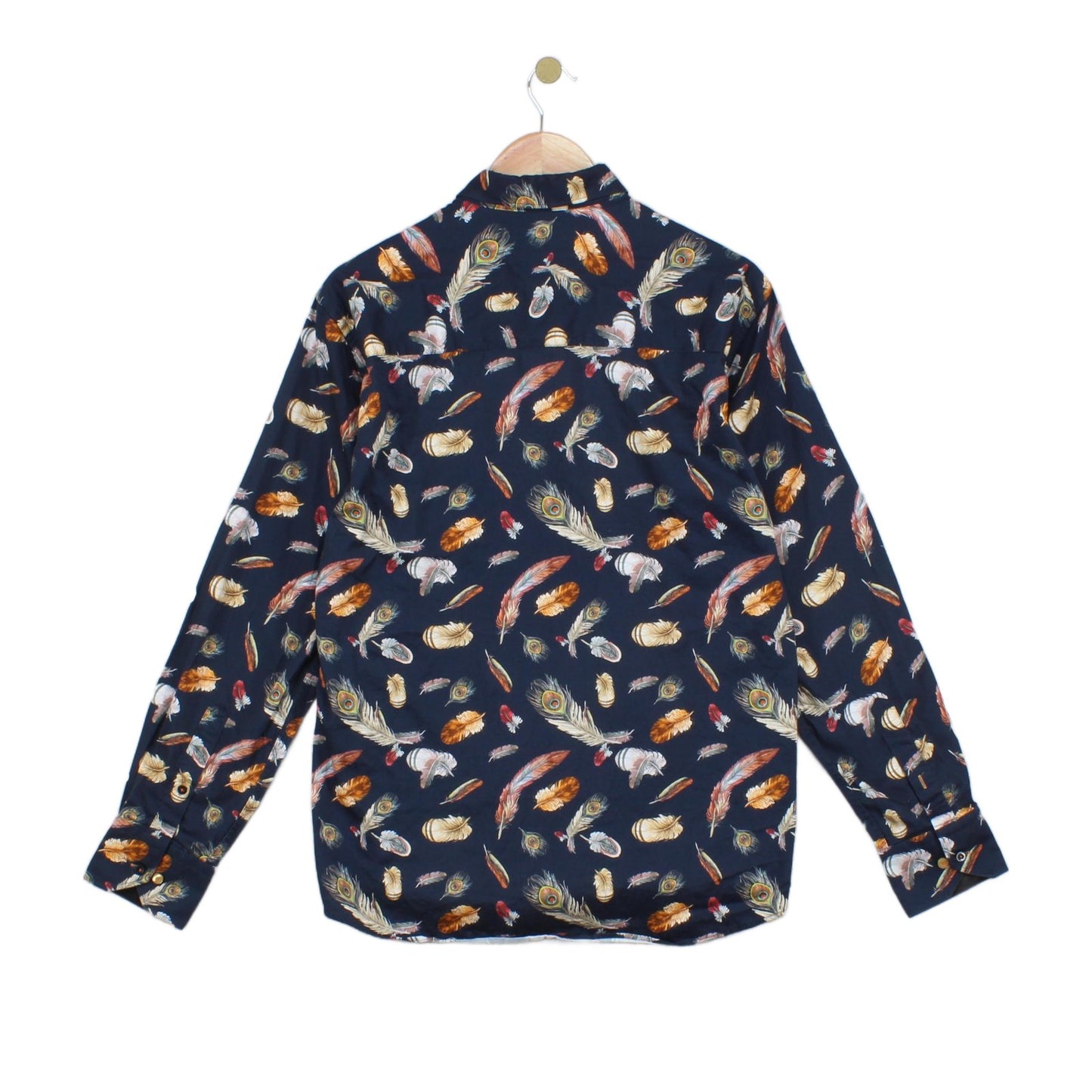 Mens Feather Shirt Long Sleeve Patterned
