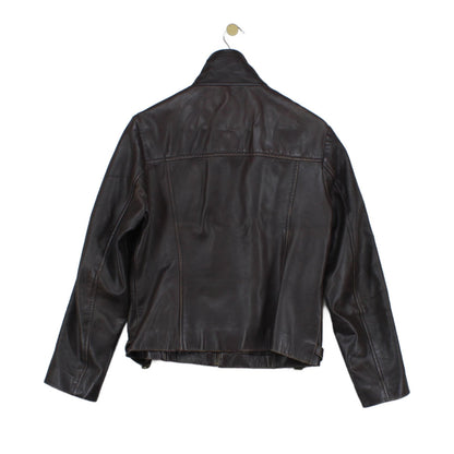 Womens Leather Jacket  Full Zip Biker Classic