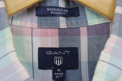 Mens Madras Plaid Shirt Regular Fit Button Down