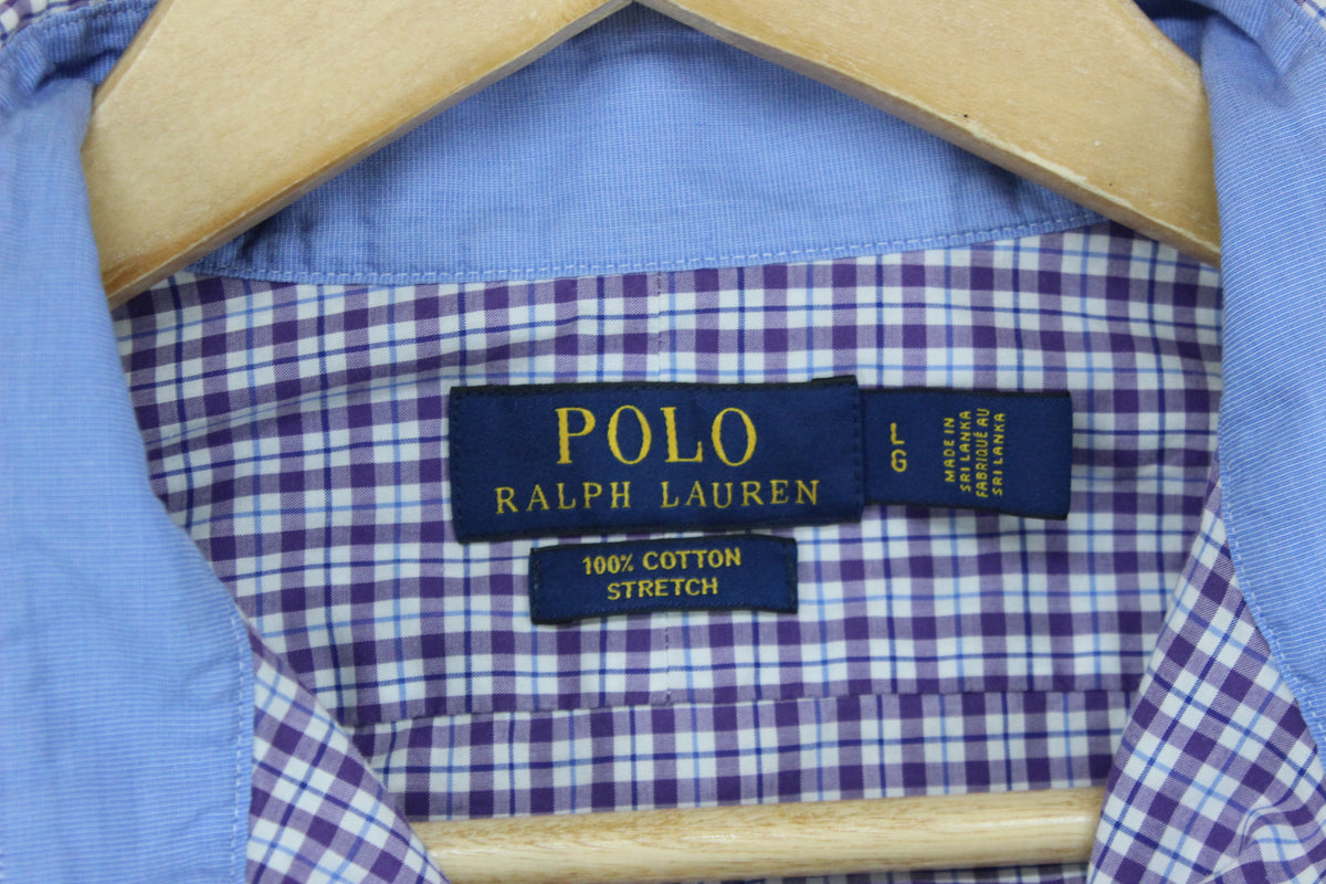 Mens Plaid Shirt Stretch Long Sleeve