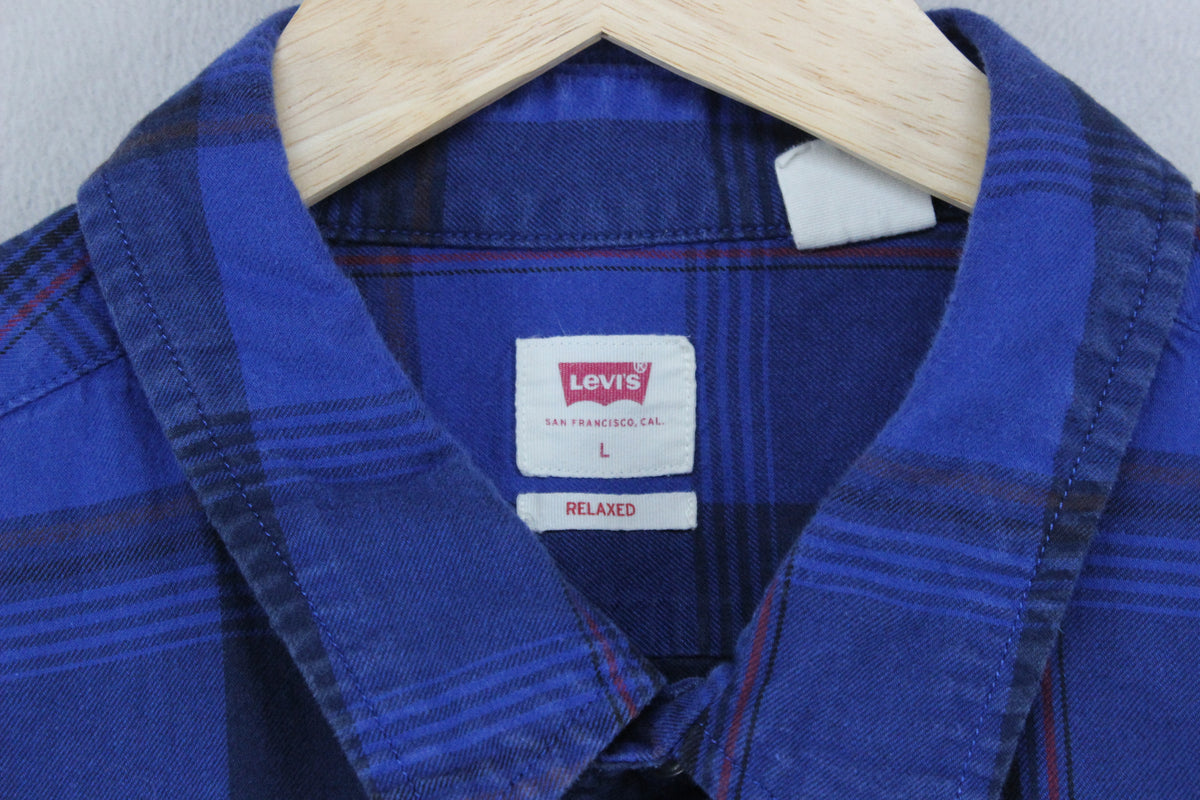 Mens Plaid Shirt Button Up Relaxed