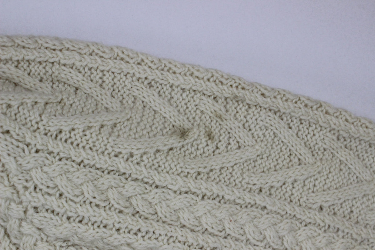 Mens Aran Knit Jumper Uk Made Wool