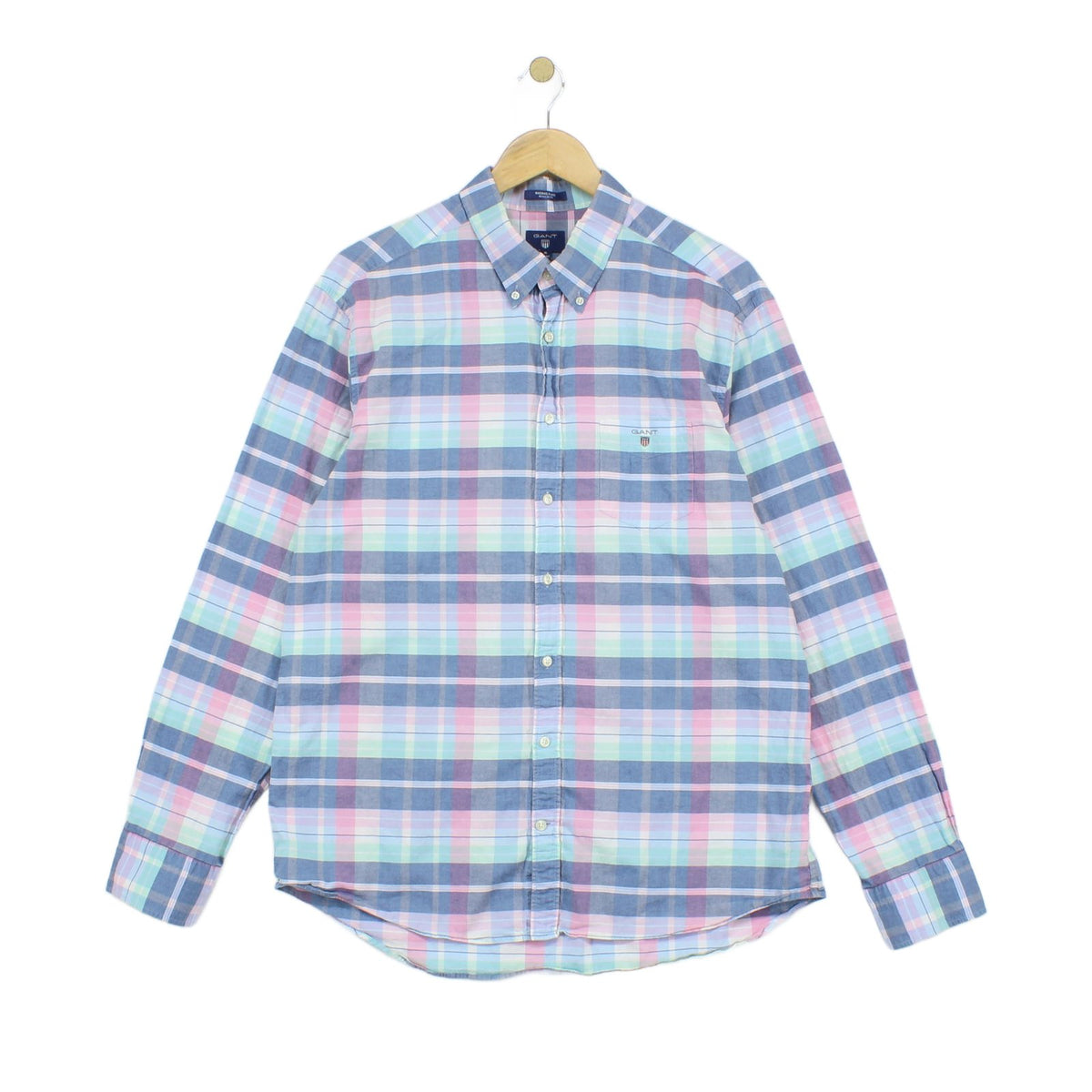 Mens Madras Plaid Shirt Regular Fit Button Down