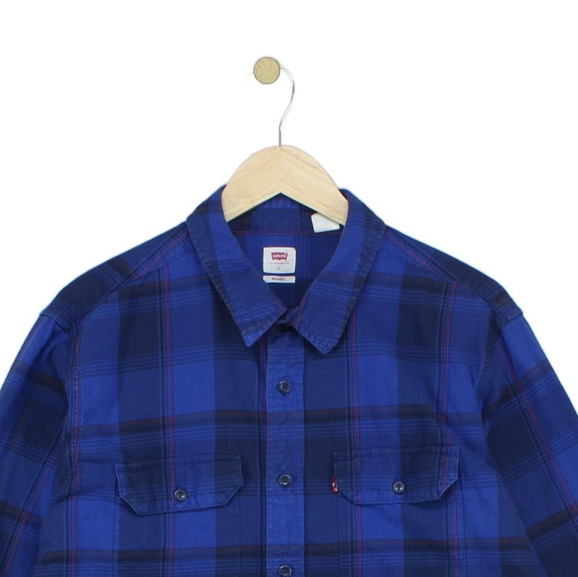 Mens Plaid Shirt Button Up Relaxed